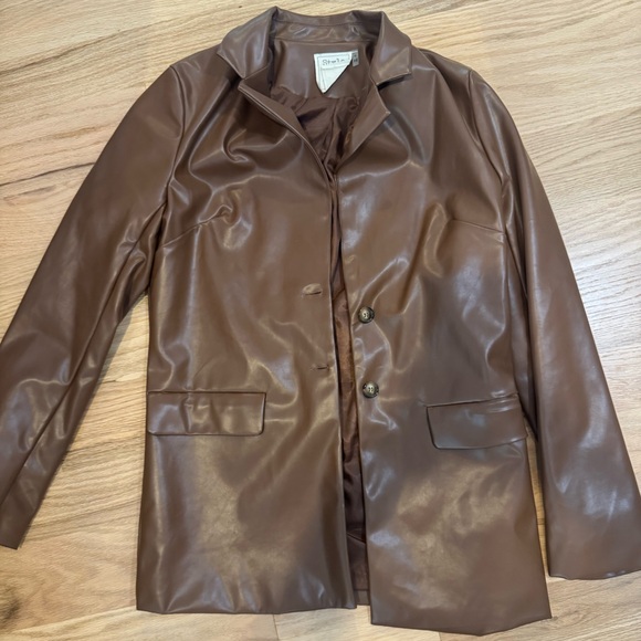 Chocolate Brown Pleather Jacket - Picture 1 of 3